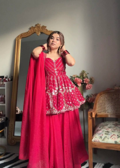 Alakt Pink Wedding Wear Sharara Set